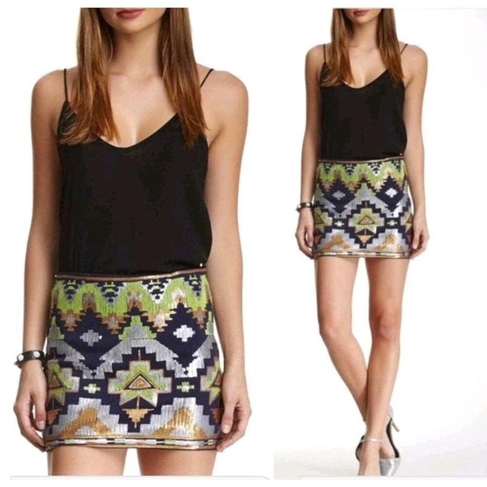 FATE Sequins Embellished Mini Skirt Small Mesh Lined New!